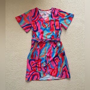 Vibrant Multicolor Wrap Dress